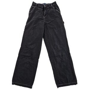 Aeropostale Carpenter Wide Leg Baggy Pants Women's Small Black Elastic Waist EUC